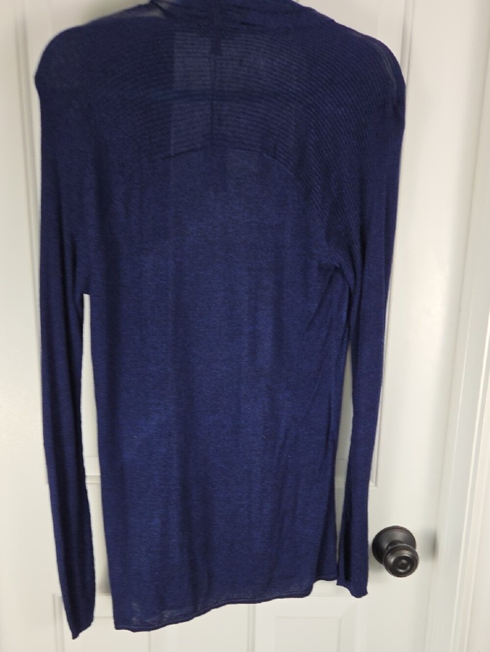Express Deep Navy Open-Front Ribbed Cardigan - Picture 4 of 4